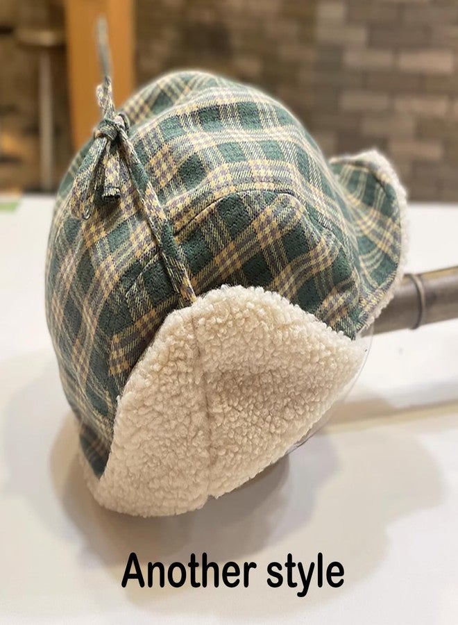 kilsel Reversible Winter Hat with Ear Flaps for Men Women Adult,Ladies Plaid Hat,Lamb Wool Lining Beanie Not for Kids - Image 4